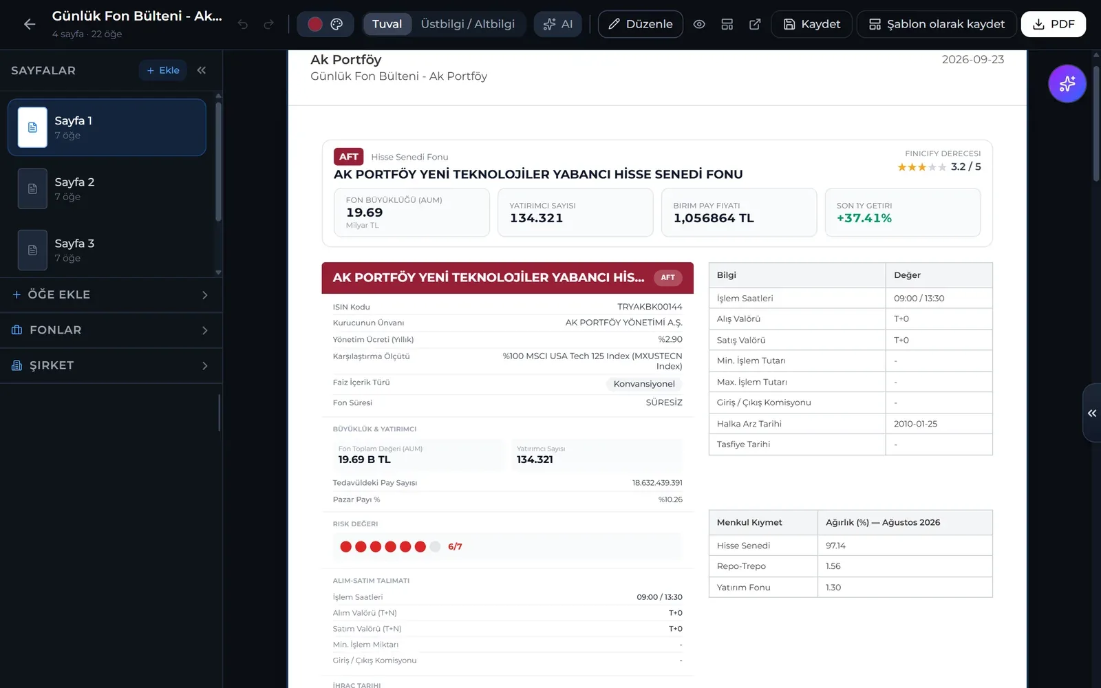 Finicify Terminal rapor oluşturucu